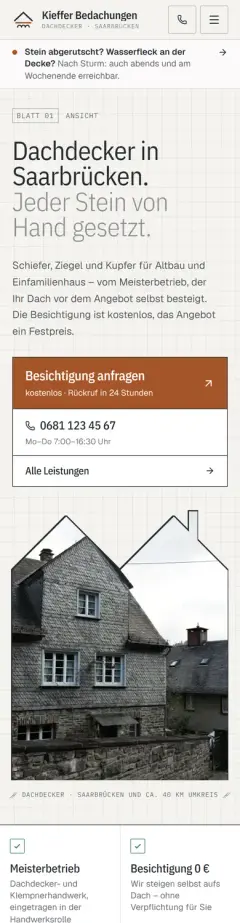 Handy-Ansicht von Kieffer Bedachungen