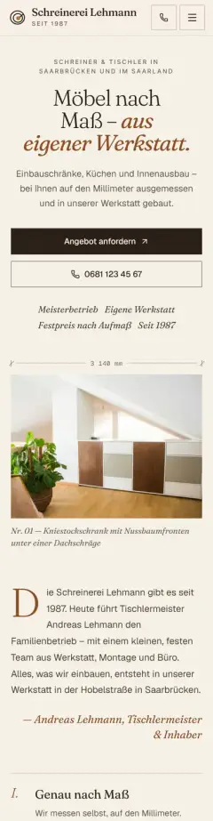 Handy-Ansicht von Schreinerei Lehmann